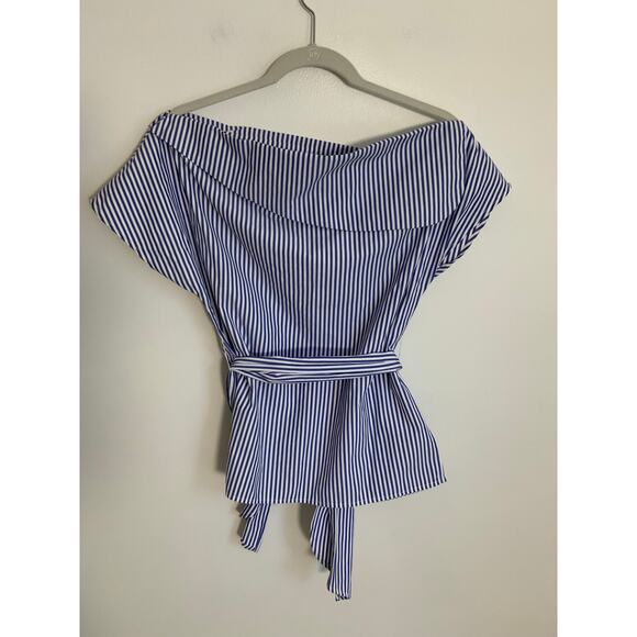 J.O.A Blue and white belted top‎ size small - Picture 3 of 5